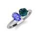 3 - Tanya Oval Shape Tanzanite & Cushion Shape London Blue Topaz 2 Stone Duo Ring 