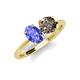 3 - Tanya Oval Shape Tanzanite & Cushion Shape Smoky Quartz 2 Stone Duo Ring 