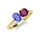 3 - Tanya Oval Shape Tanzanite & Cushion Shape Rhodolite Garnet 2 Stone Duo Ring 