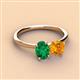 2 - Tanya Oval Shape Emerald & Cushion Shape Citrine 2 Stone Duo Ring 