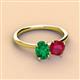 2 - Tanya Oval Shape Emerald & Cushion Shape Ruby 2 Stone Duo Ring 