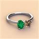 3 - Tanya Oval Shape Emerald & Cushion Shape Smoky Quartz 2 Stone Duo Ring 
