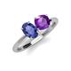 3 - Tanya Oval Shape Iolite & Cushion Shape Amethyst 2 Stone Duo Ring 