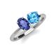 3 - Tanya Oval Shape Iolite & Cushion Shape Blue Topaz 2 Stone Duo Ring 