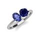 3 - Tanya Oval Shape Iolite & Cushion Shape Blue Sapphire 2 Stone Duo Ring 
