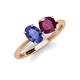 3 - Tanya Oval Shape Iolite & Cushion Shape Rhodolite Garnet 2 Stone Duo Ring 