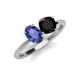 3 - Tanya Oval Shape Iolite & Cushion Shape Black Onyx 2 Stone Duo Ring 