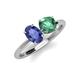 3 - Tanya Oval Shape Iolite & Cushion Shape Lab Created Alexandrite 2 Stone Duo Ring 