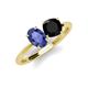 3 - Tanya Oval Shape Iolite & Cushion Shape Black Onyx 2 Stone Duo Ring 