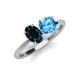 3 - Tanya Oval Shape London Blue Topaz & Cushion Shape Blue Topaz 2 Stone Duo Ring 