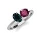 3 - Tanya Oval Shape London Blue Topaz & Cushion Shape Rhodolite Garnet 2 Stone Duo Ring 