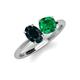 3 - Tanya Oval Shape London Blue Topaz & Cushion Shape Emerald 2 Stone Duo Ring 