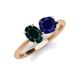 3 - Tanya Oval Shape London Blue Topaz & Cushion Shape Blue Sapphire 2 Stone Duo Ring 