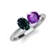 3 - Tanya Oval Shape London Blue Topaz & Cushion Shape Amethyst 2 Stone Duo Ring 