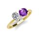 3 - Tanya Oval Shape Forever Brilliant Moissanite & Cushion Shape Amethyst 2 Stone Duo Ring 