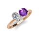 3 - Tanya Oval Shape Forever Brilliant Moissanite & Cushion Shape Amethyst 2 Stone Duo Ring 