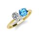 3 - Tanya Oval Shape Forever Brilliant Moissanite & Cushion Shape Blue Topaz 2 Stone Duo Ring 