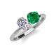 3 - Tanya Oval Shape Forever Brilliant Moissanite & Cushion Shape Emerald 2 Stone Duo Ring 