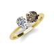 3 - Tanya Oval Shape Forever Brilliant Moissanite & Cushion Shape Smoky Quartz 2 Stone Duo Ring 