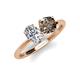 3 - Tanya Oval Shape Forever Brilliant Moissanite & Cushion Shape Smoky Quartz 2 Stone Duo Ring 