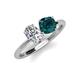 3 - Tanya Oval Shape Forever Brilliant Moissanite & Cushion Shape London Blue Topaz 2 Stone Duo Ring 