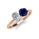 3 - Tanya Oval Shape Forever One Moissanite & Cushion Shape Blue Sapphire 2 Stone Duo Ring 