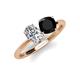 3 - Tanya Oval Shape Forever Brilliant Moissanite & Cushion Shape Black Onyx 2 Stone Duo Ring 