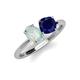 3 - Tanya Oval Shape Opal & Cushion Shape Blue Sapphire 2 Stone Duo Ring 
