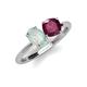 3 - Tanya Oval Shape Opal & Cushion Shape Rhodolite Garnet 2 Stone Duo Ring 