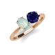 3 - Tanya Oval Shape Opal & Cushion Shape Blue Sapphire 2 Stone Duo Ring 