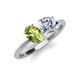 3 - Tanya Oval Shape Peridot & Cushion Shape GIA Certified Diamond 2 Stone Duo Ring 