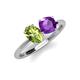 3 - Tanya Oval Shape Peridot & Cushion Shape Amethyst 2 Stone Duo Ring 