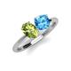 3 - Tanya Oval Shape Peridot & Cushion Shape Blue Topaz 2 Stone Duo Ring 