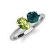 3 - Tanya Oval Shape Peridot & Cushion Shape London Blue Topaz 2 Stone Duo Ring 