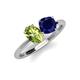 3 - Tanya Oval Shape Peridot & Cushion Shape Blue Sapphire 2 Stone Duo Ring 
