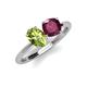 3 - Tanya Oval Shape Peridot & Cushion Shape Rhodolite Garnet 2 Stone Duo Ring 