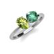 3 - Tanya Oval Shape Peridot & Cushion Shape Lab Created Alexandrite 2 Stone Duo Ring 