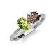 3 - Tanya Oval Shape Peridot & Cushion Shape Smoky Quartz 2 Stone Duo Ring 