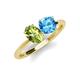 3 - Tanya Oval Shape Peridot & Cushion Shape Blue Topaz 2 Stone Duo Ring 