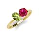 3 - Tanya Oval Shape Peridot & Cushion Shape Ruby 2 Stone Duo Ring 