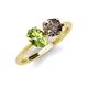 3 - Tanya Oval Shape Peridot & Cushion Shape Smoky Quartz 2 Stone Duo Ring 