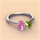 3 - Tanya Oval Shape Pink Sapphire & Cushion Shape Peridot 2 Stone Duo Ring 