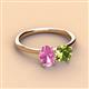 2 - Tanya Oval Shape Pink Sapphire & Cushion Shape Peridot 2 Stone Duo Ring 