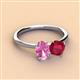 3 - Tanya Oval Shape Pink Sapphire & Cushion Shape Ruby 2 Stone Duo Ring 