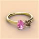 3 - Tanya Oval Shape Pink Sapphire & Cushion Shape Smoky Quartz 2 Stone Duo Ring 