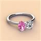 2 - Tanya Oval Shape Pink Sapphire & Cushion Shape Forever Brilliant Moissanite 2 Stone Duo Ring 