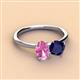 3 - Tanya Oval Shape Pink Sapphire & Cushion Shape Blue Sapphire 2 Stone Duo Ring 