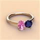 2 - Tanya Oval Shape Pink Sapphire & Cushion Shape Blue Sapphire 2 Stone Duo Ring 