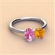 2 - Tanya Oval Shape Pink Sapphire & Cushion Shape Citrine 2 Stone Duo Ring 