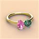 2 - Tanya Oval Shape Pink Sapphire & Cushion Shape Lab Created Alexandrite 2 Stone Duo Ring 